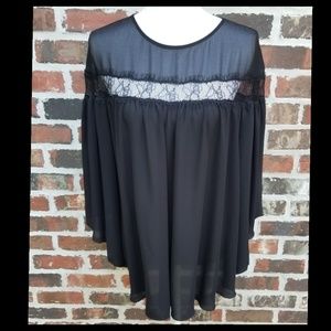 Max Studio sheer black batwing blouse